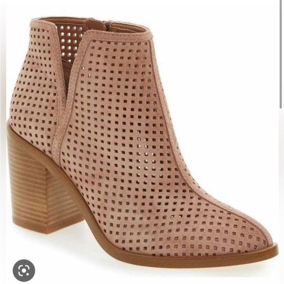 1.State Pink Perforated Heeled Booties Sz 10 - Picture 1 of 4